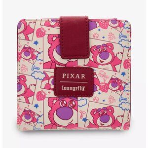 Loungefly Pixar Lotso Wallet Toy Story Lotso Pattern Bi-fold Snap Wallet New